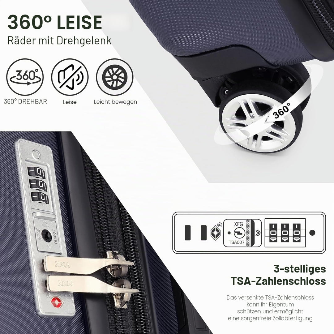 KONO Koffer Trolley Mittelgrosser Erweiterbares Hartschalenkoffer Leicht Reisekoffer mit TSA-Schloss