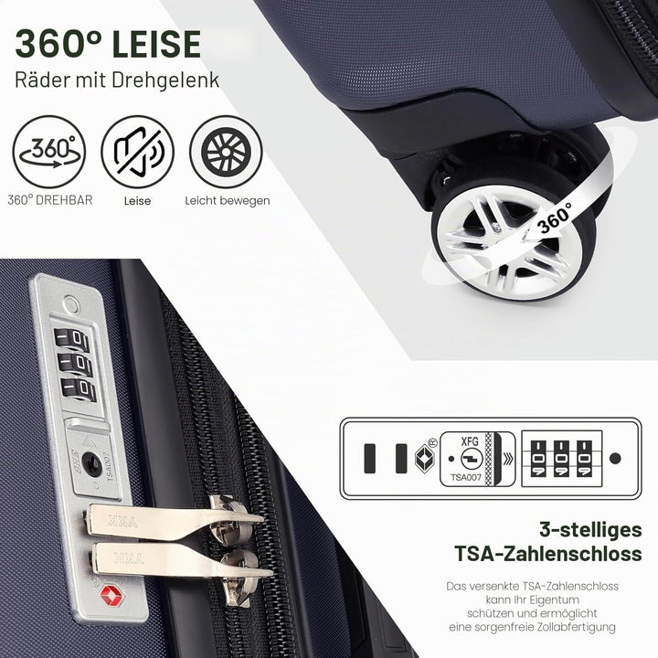 KONO Koffer Trolley Mittelgrosser Erweiterbares Hartschalenkoffer Leicht Reisekoffer mit TSA-Schloss