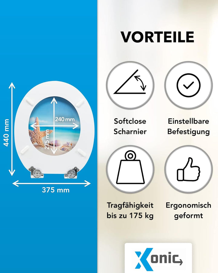 Xonic Design WC-Sitz - Premium Klo-Deckel - Toilettensitz mit Absenkautomatik - hochwertige Klobrill