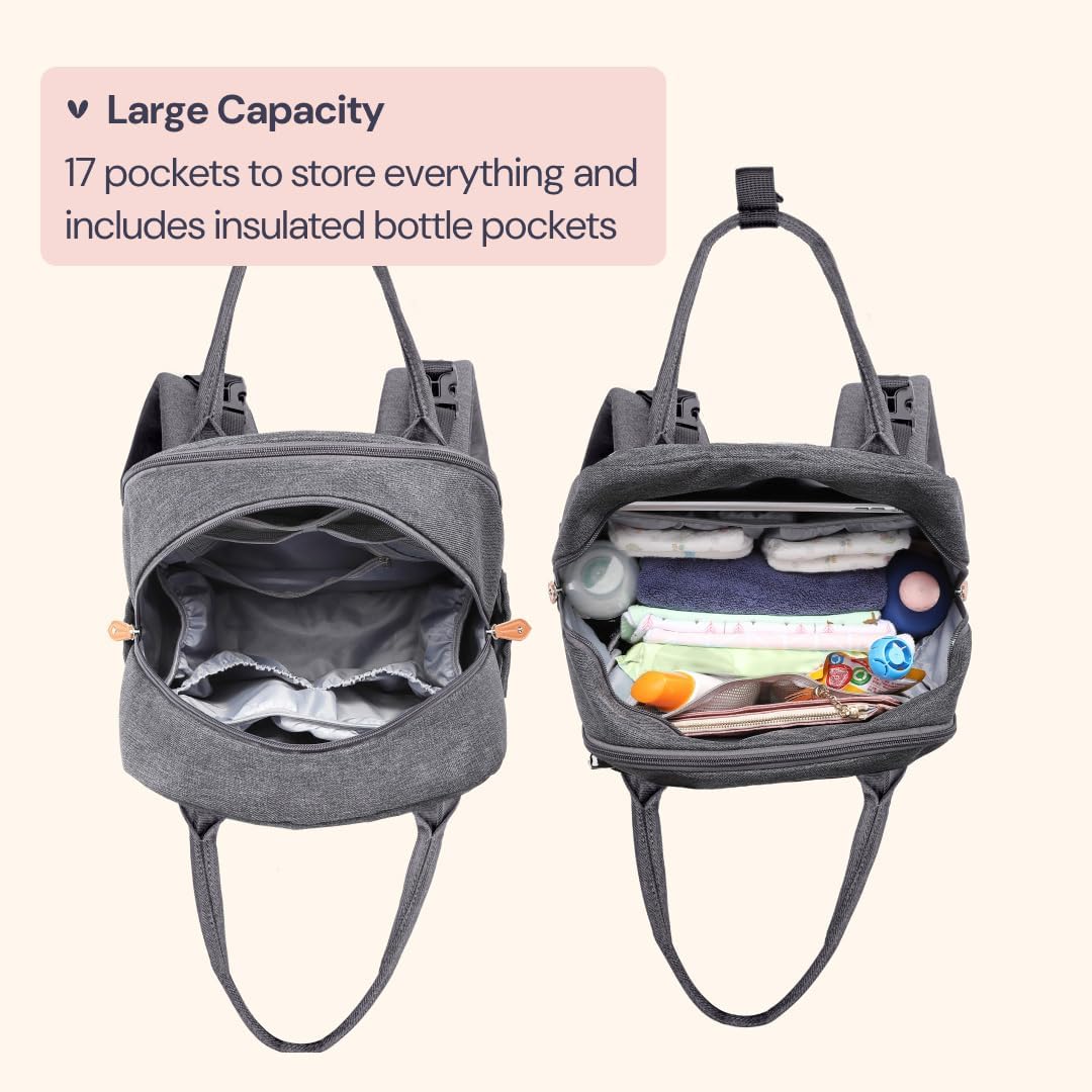 BabbleRoo Baby Wickeltasche/Rucksack, Wickelrucksack lässige Wickeltaschen, Multifunktional Grosse K