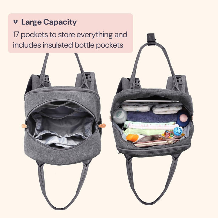 BabbleRoo Baby Wickeltasche/Rucksack, Wickelrucksack lässige Wickeltaschen, Multifunktional Grosse K