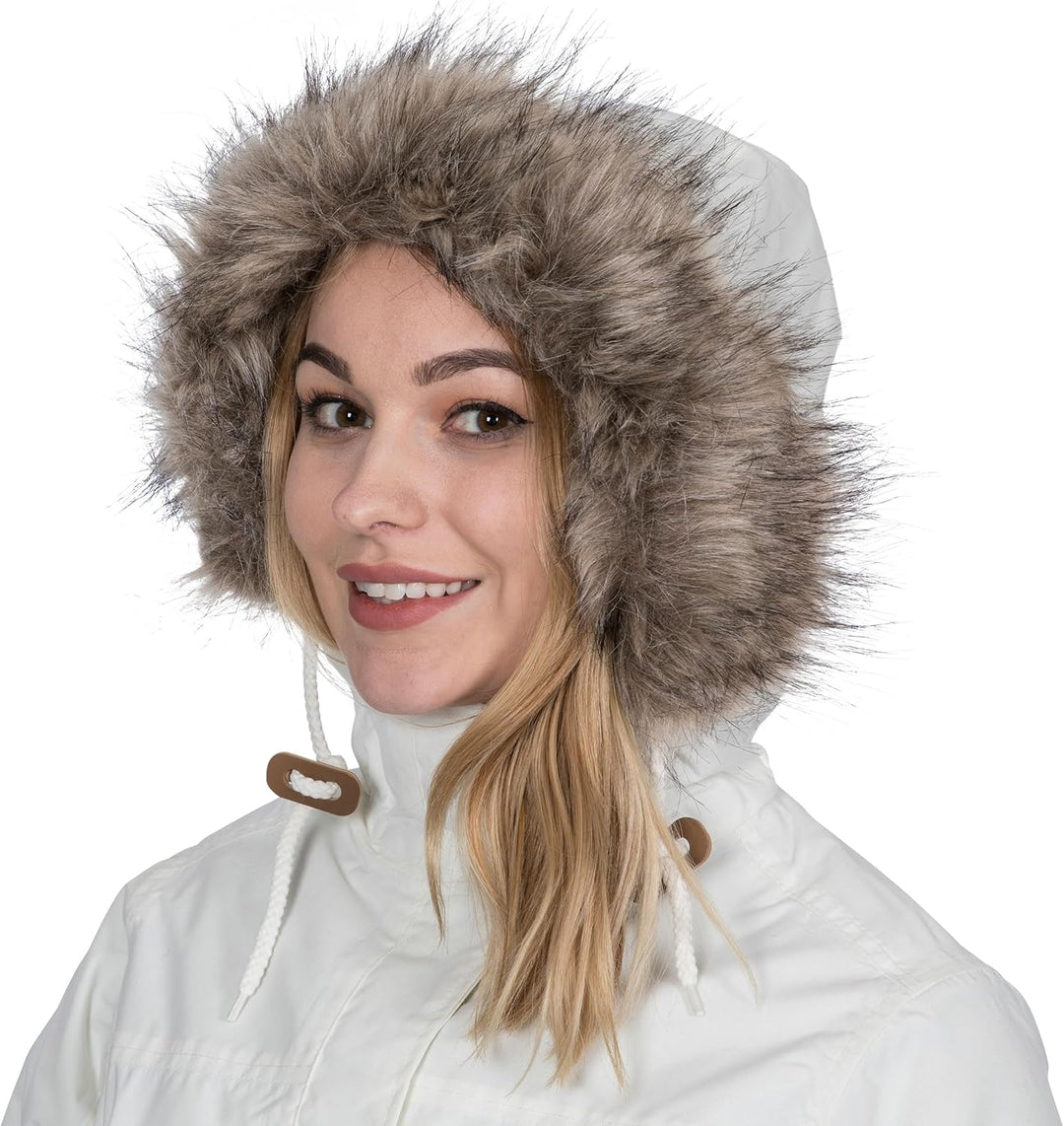 Trespass Clea, Wasserdichte Jacke mit Einrollbarer Kapuze für Damen XXS Ghost, XXS Ghost