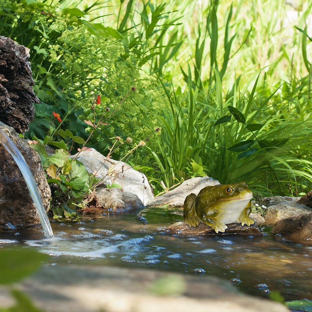 Relaxdays 4 x Gartenfigur Frosch, wetterfest, für Balkon, Terrasse, am Teich, Kunststein, sitzende D