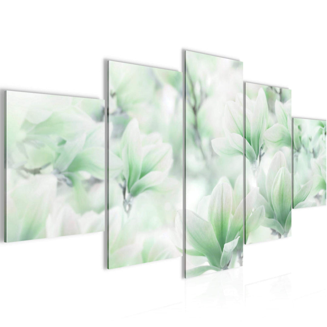Runa Art Wandbilder Blumen Magnolien 5 Teilig Bild auf Vlies Leinwand Deko Wohnzimmer Blumenmotiv Gr