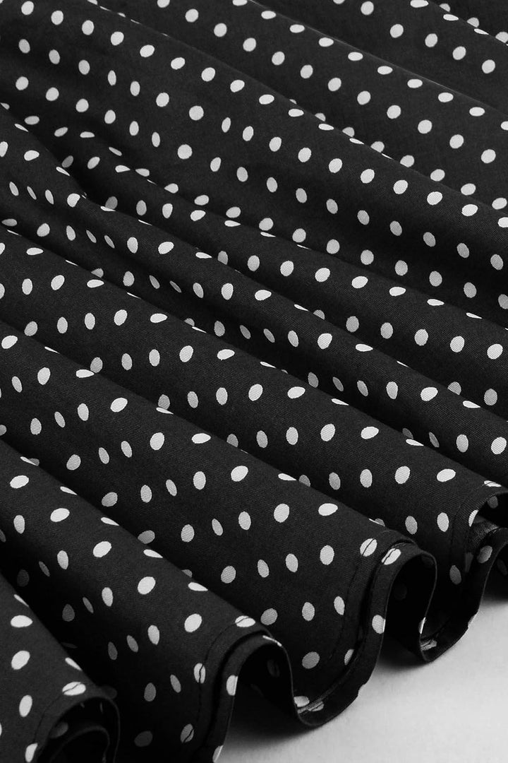 AXOE Damen 60er Jahre Kleid 3/4 Ärmel Cocktailkleid Abendkleid Schwarz Polka Dots M, Schwarz Polka D