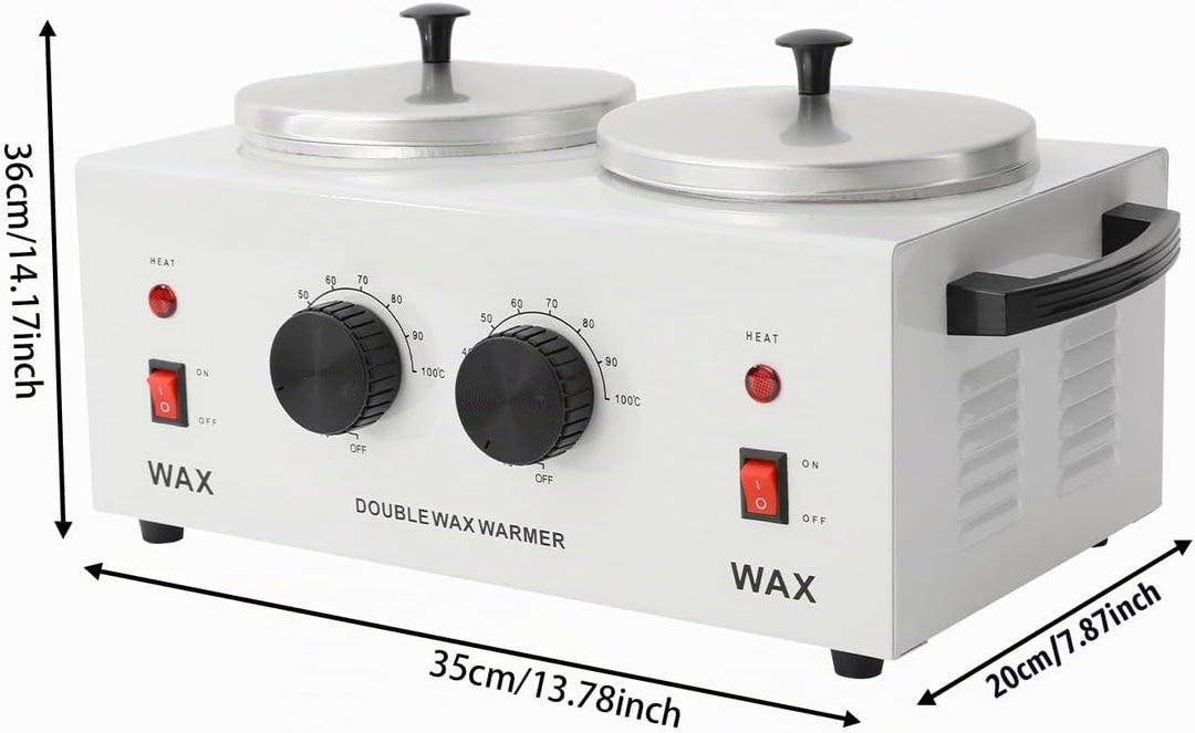 Doppelter Wachswärmer 0-100℃ Temperaturregelung,400ml × 2, 240V-Heizmaschine zur Haarentfernung Dopp
