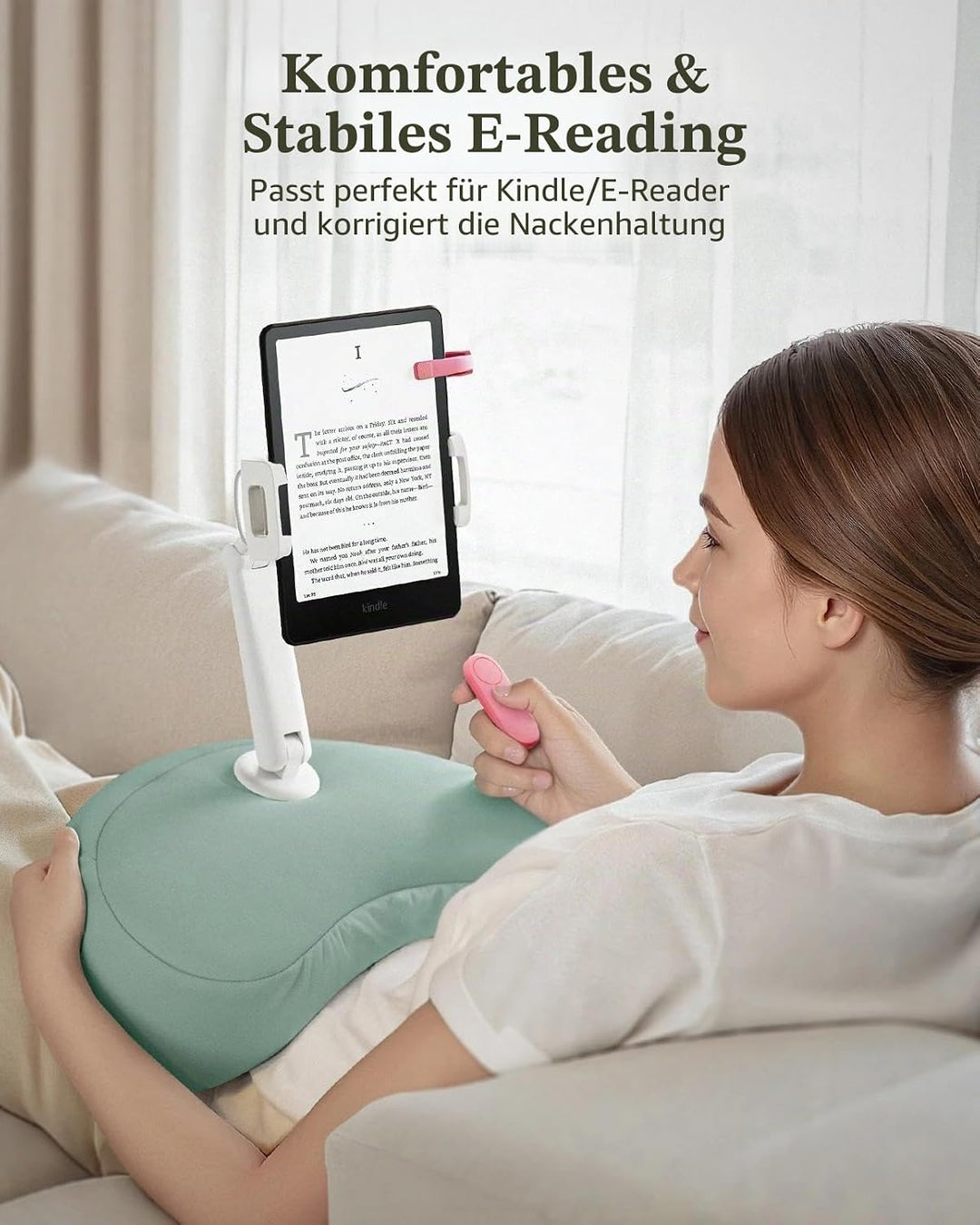 Tablet Kissen Halter, 360° Verstellbarer ipad Halterung Bett mit flexiblem doppelachsigem Arm, Table