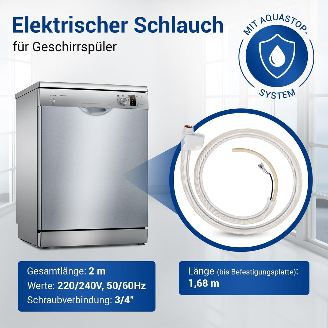 VIOKS Aquastop Spülmaschine Schlauch 3/4 Zoll 1,68m Typ 88 Ersatz für Bosch Siemens 00668113 668113