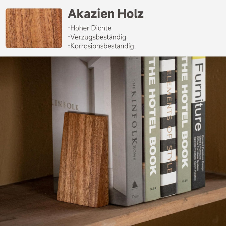 Muso Wood Buchstützen aus Holz Buchstütze Buchhalter für Regale Dekorative Bücherstützen Bookends (A