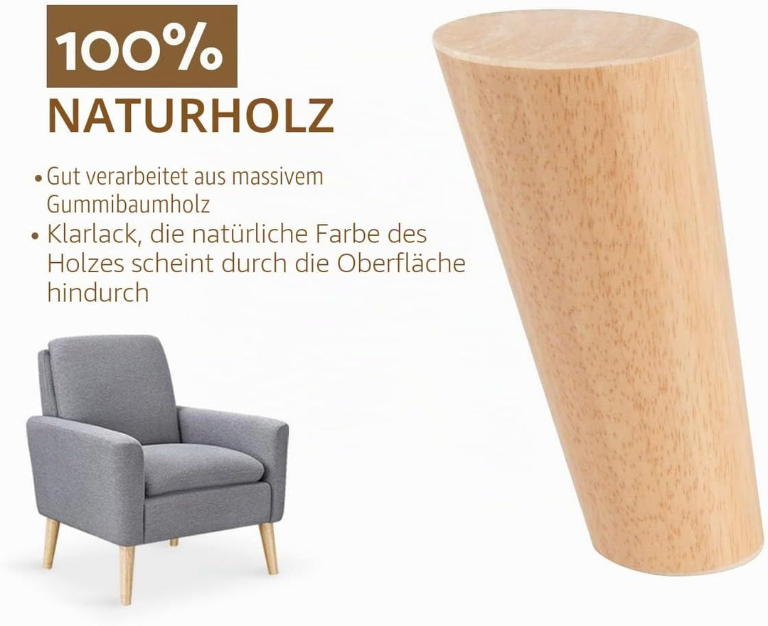 40cm Holz Möbelfüsse, Btowin 4 Stück Massivholz Tischbeine Möbelbeine DIY Ersatz mit Montageplatten