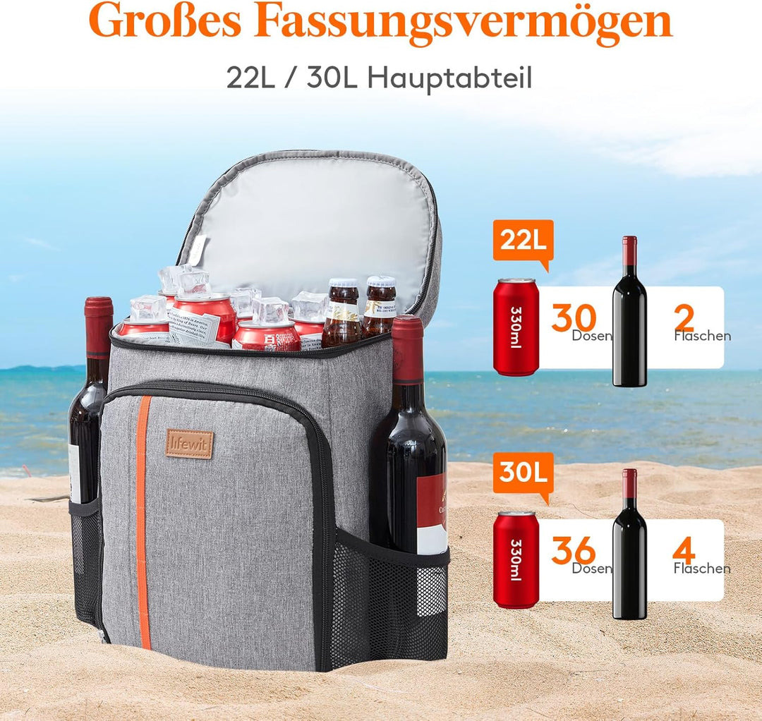Lifewit 22L Kühlrucksack Auslaufsichere Kühltasche Rucksack wasserdichte Picknickrucksack Isolierte
