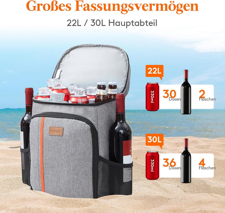 Lifewit 22L Kühlrucksack Auslaufsichere Kühltasche Rucksack wasserdichte Picknickrucksack Isolierte