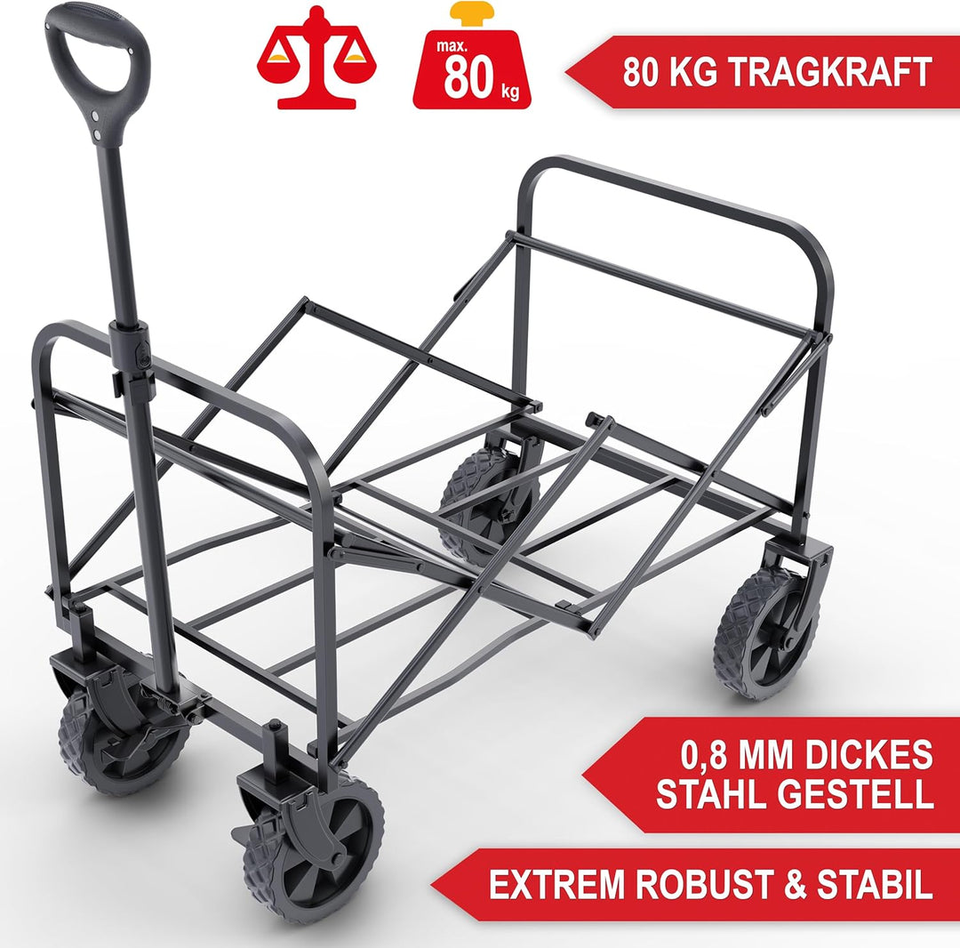 ONBEST Bollerwagen faltbar - Plus Regenschutz - Faltbollerwagen - Bollerwagen Für viele Anwendungen