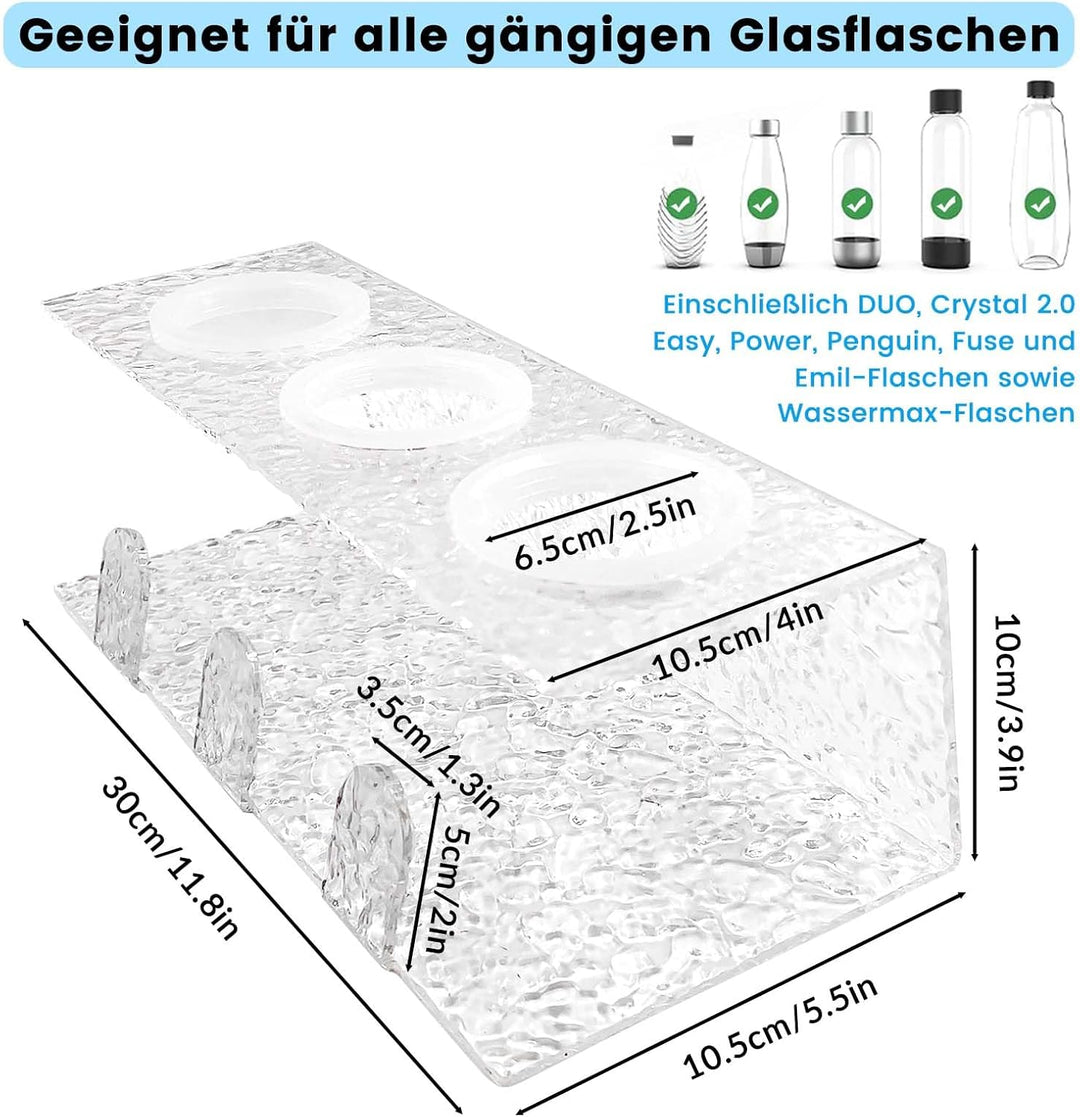 Daily Treasures Acrylic Flaschenhalter für 3 Flaschen,Abtropfständer Abtropfgestell mit Schutzringe,