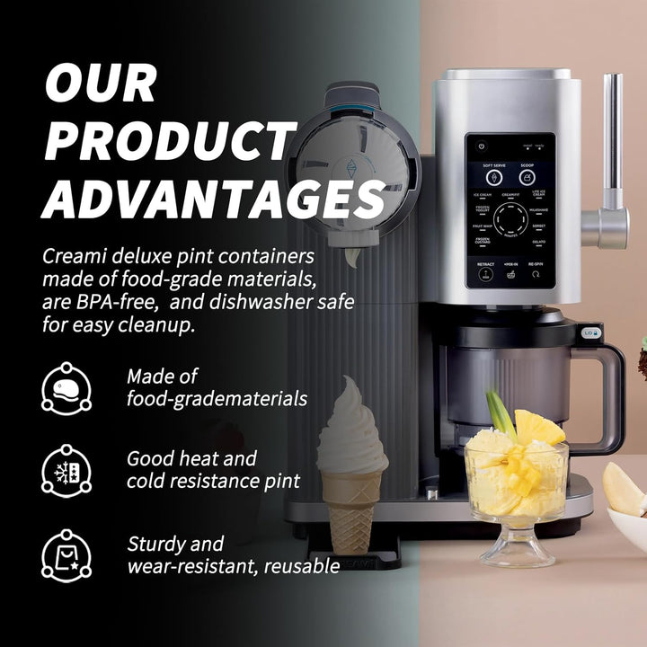 2er-Set 480ML Kompatible Behälter für Ninja Swirl CREAMi – Eisbehälter mit grauen Deckeln für NC700