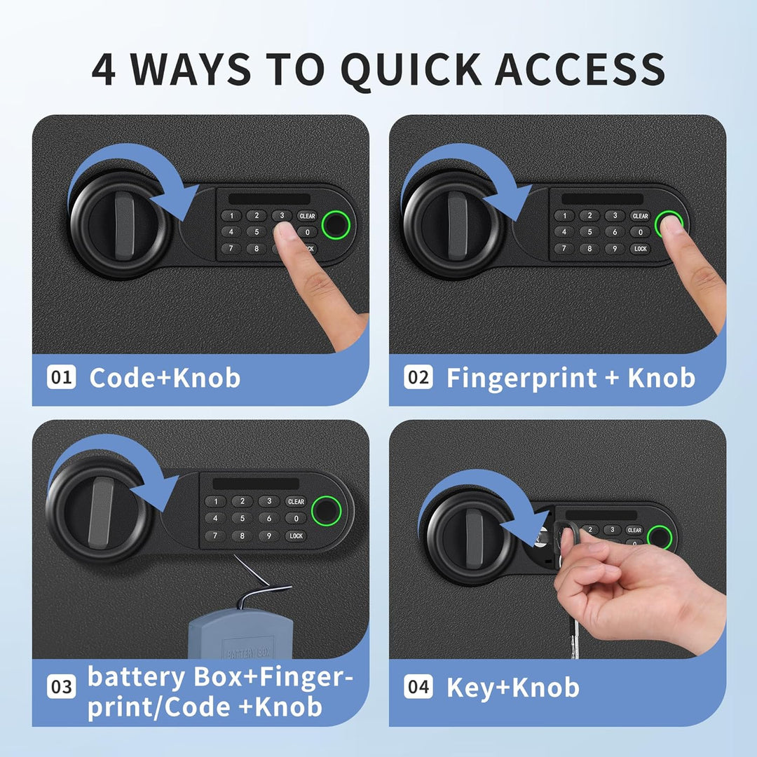 HSGCJS Grosser Fingerabdruck-Safe – 45L, biometrischer Fingerabdruck-Tresor mit digitaler Tastatur,