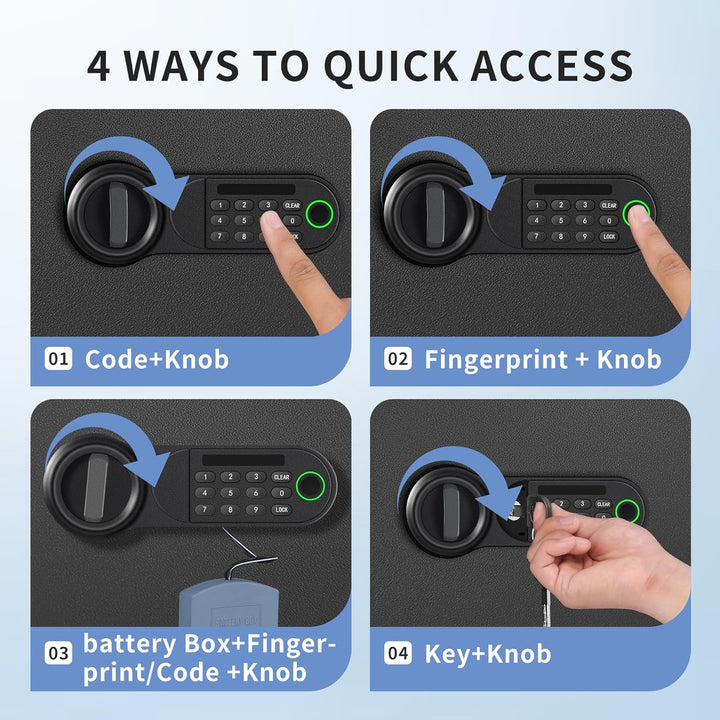 HSGCJS Grosser Fingerabdruck-Safe – 45L, biometrischer Fingerabdruck-Tresor mit digitaler Tastatur,