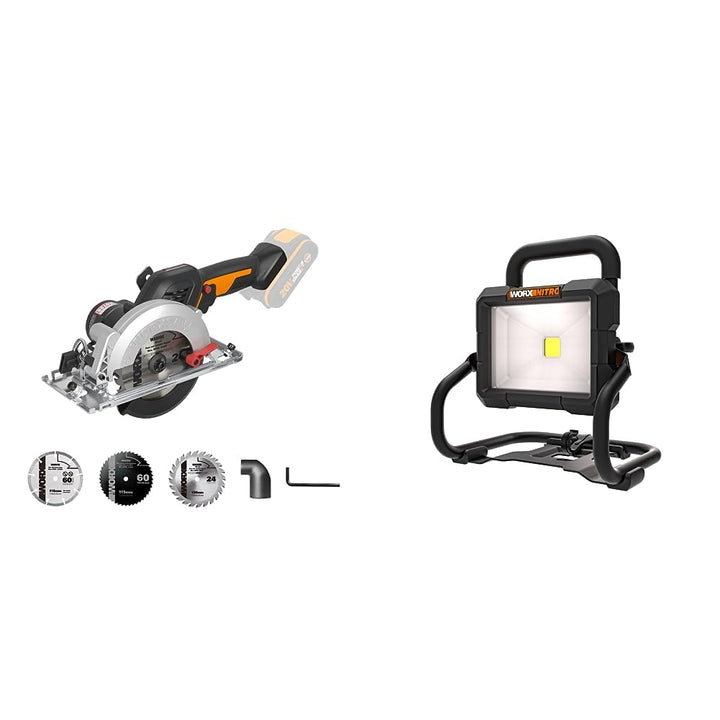 WORX NITRO WX531.9 Akku Kreissäge 20V – Leistungsstarke Bürstenlose Kreissäge & WX026.9 NITRO LED Ak