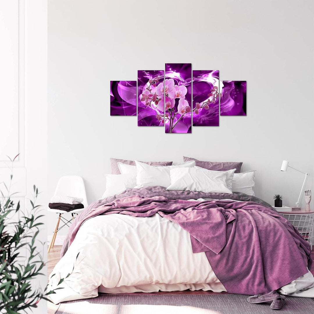 Runa Art Bild Wohnzimmer Schlafzimmer Blumen Orchidee 5 Teilig Abstrakt Violett Lila Wandbilder auf