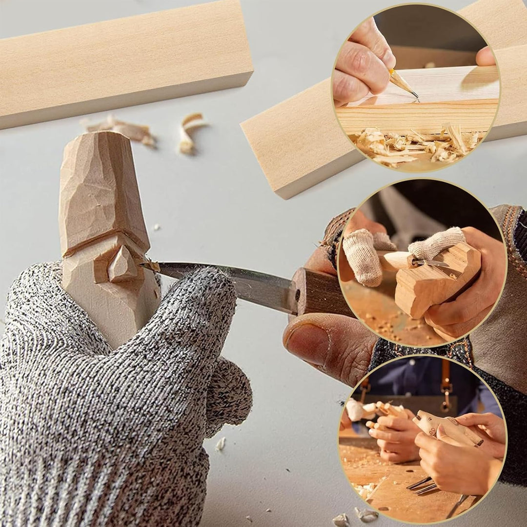 Schnitzholz, 12 Stück Lindenholz Holzblöcke zum Schnitzen, 5x5x10cm DIY Handgeschnitztes Holz, Holzb