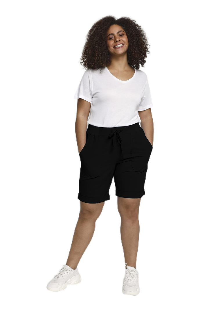 KAFFE CURVE Shorts KCnana Damen Shorts Grosse Grössen Sommer Regular Fit Kurze Hose 48 Black Deep, 4