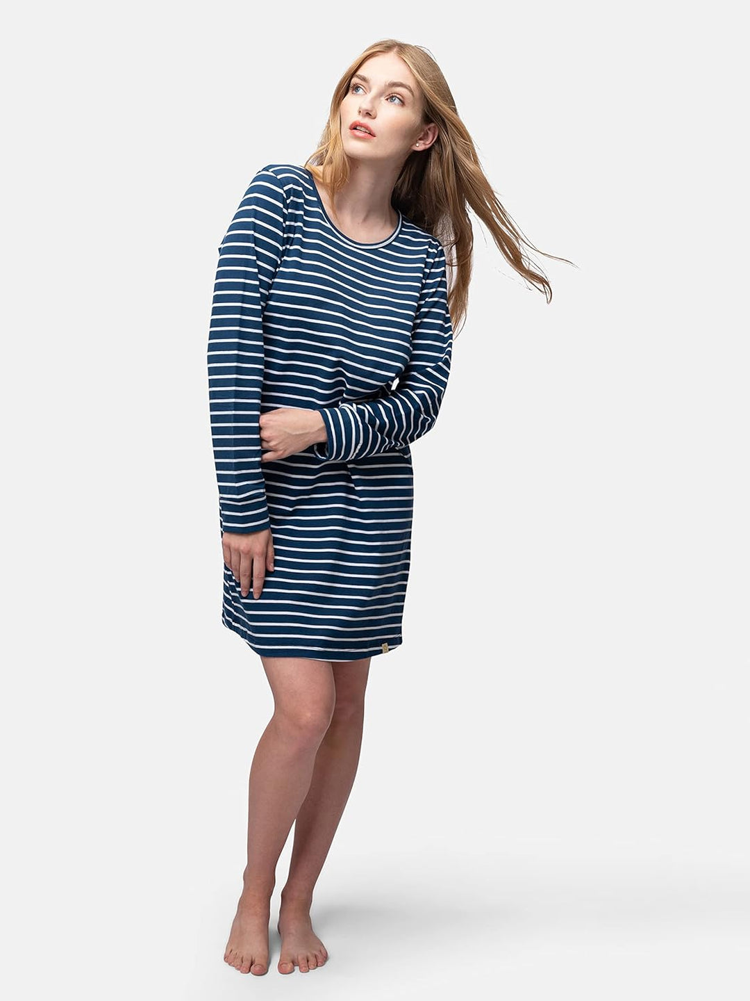 Damen Sleepshirt Ringel, GOTS-Zertifiziert Nachthemd 38 Ultramarin, 38 Ultramarin