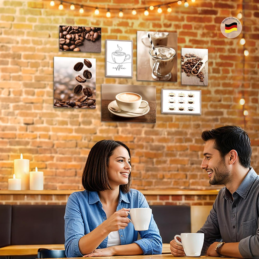 Novart Wandbilder Kaffee Küche - KOMPLETT AUFHÄNGFERTIG - Coffee Esszimmer Küchenbilder- 7 Moderne M