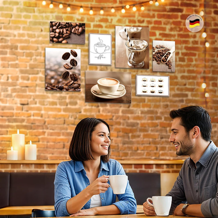 Novart Wandbilder Kaffee Küche - KOMPLETT AUFHÄNGFERTIG - Coffee Esszimmer Küchenbilder- 7 Moderne M