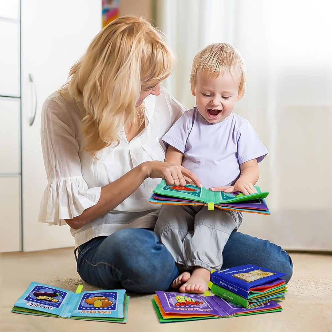 Dr.Rapeti 6 Stück Stoffbuch für Babys, Baby Soft Tuchbuch, Baby Pädagogisches Spielzeug, Early Learn