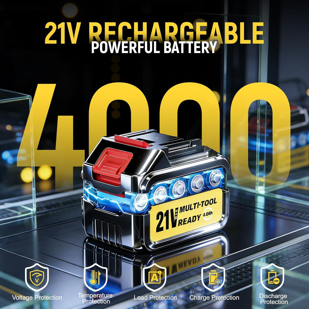 Akku Hochdruckreiniger 21V/68Bar/990PSI - 2X 4000mAh Akku - 17-TLG Zubehör-Set inkl. Verlängerungsst