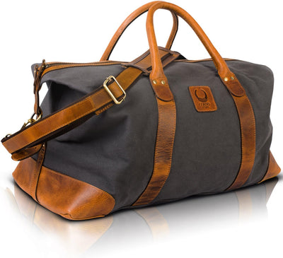 Corno d´Oro Premium Canvas Weekender Herren Gross 50L / Handgefertigte Leichte Reisetasche Damen Led