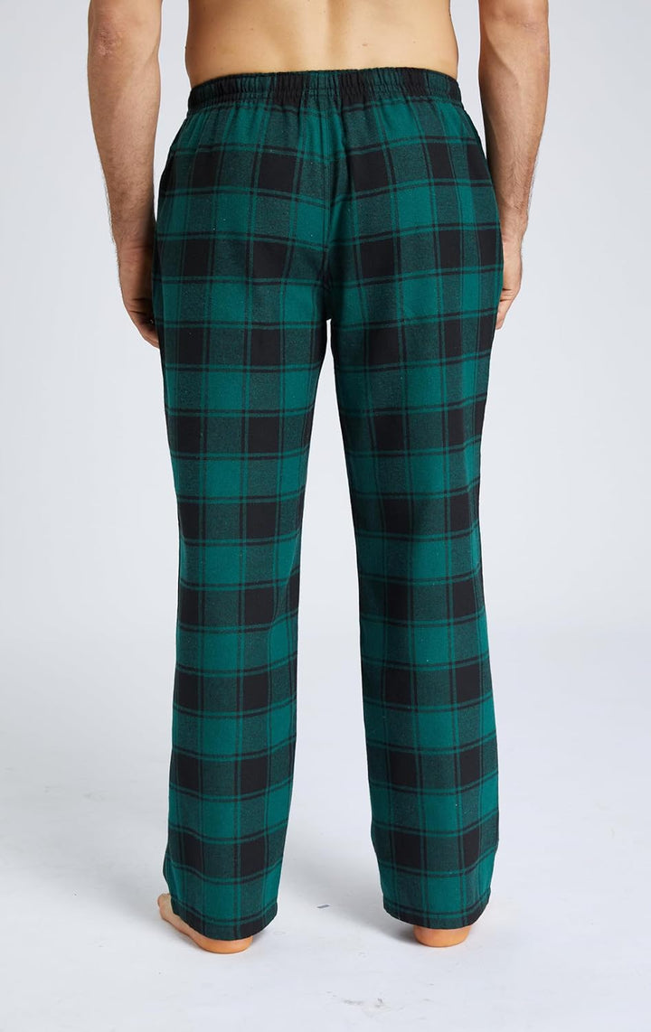 Jveyvth Herren Pyjamahose Flanell Baumwolle kariert Schlaf & Lounge Hose, PJ Hose mit Taschen und Kn