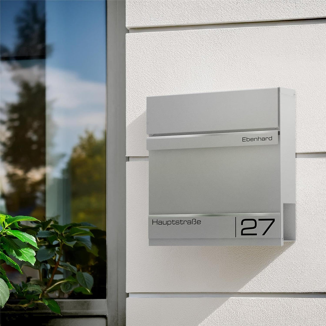 Metzler Briefkasten Graualuminium - Postkasten mit individueller Laser Gravur - RAL9007 Graualuminiu