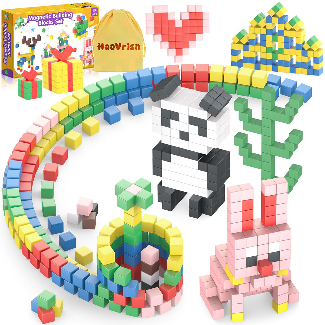 HaoVrisn Magnetische Bausteine Kinderspielzeug, 108 Stück Magnetbausteine Spielzeug Kinder ab 3 4 5