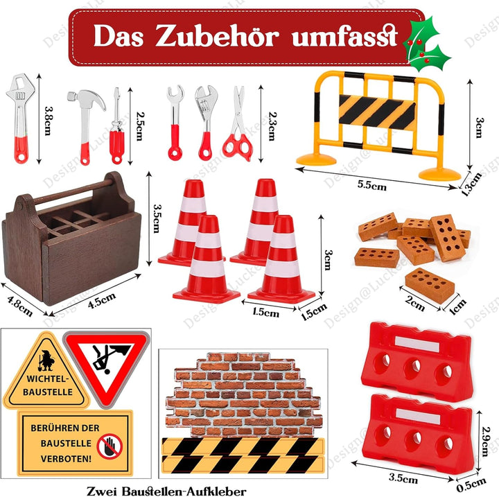 Wichtel Zubehör Baustelle,24Pcs Wichtel Baustelle Set,Miniatur Wichtel Zubehör,Wichteltür Baustelle