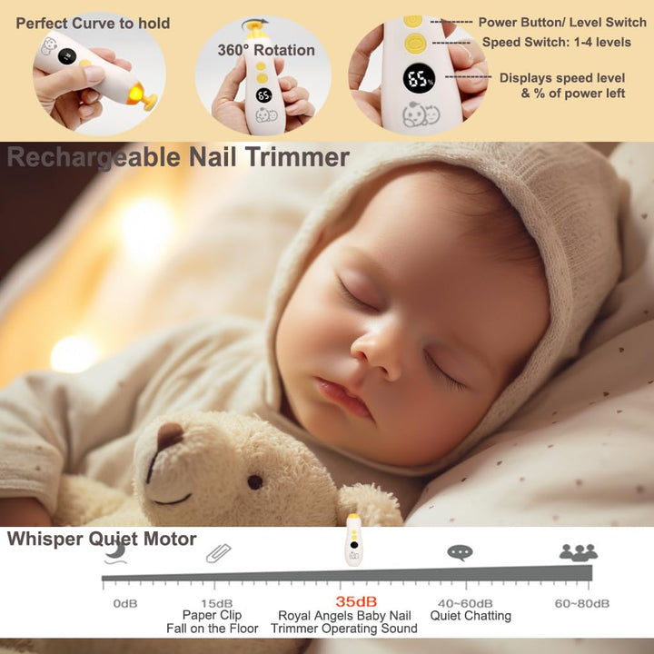 Wiederaufladbarer Baby-Nagelschneider 22 in 1, elektrische Nagelfeile, zusätzliche 13 Ersatzstücke,