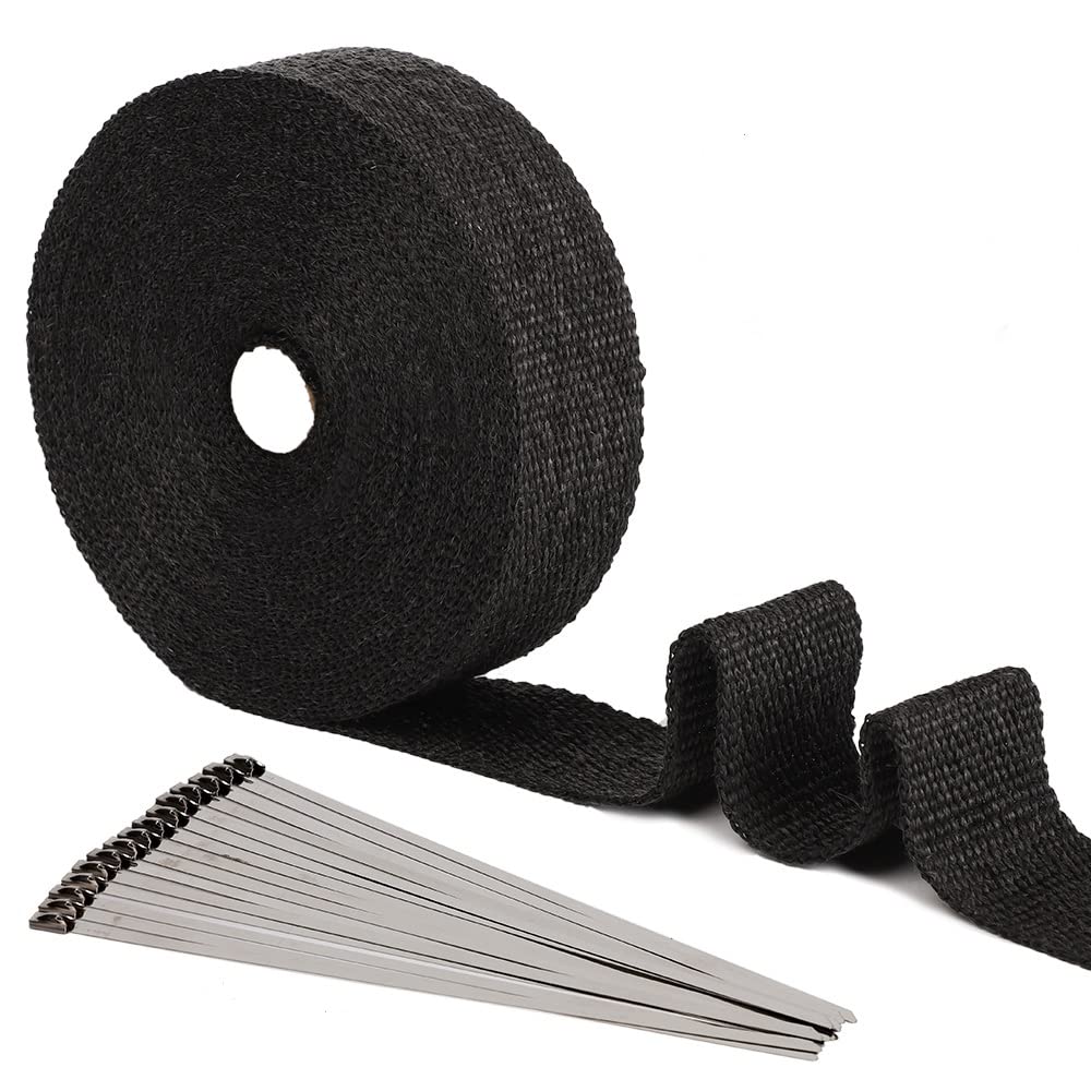 Smarcy Hitzeschutzband Basaltfaser Auspuffband 15M x 50MM 15 Stück Kabelbinder, für Fächerkrümmer Th