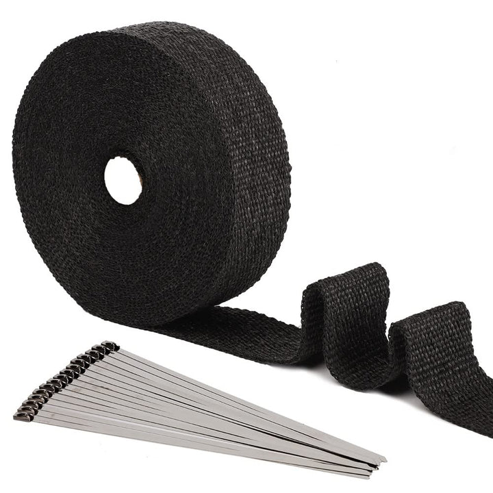 Smarcy Hitzeschutzband Basaltfaser Auspuffband 15M x 50MM 15 Stück Kabelbinder, für Fächerkrümmer Th