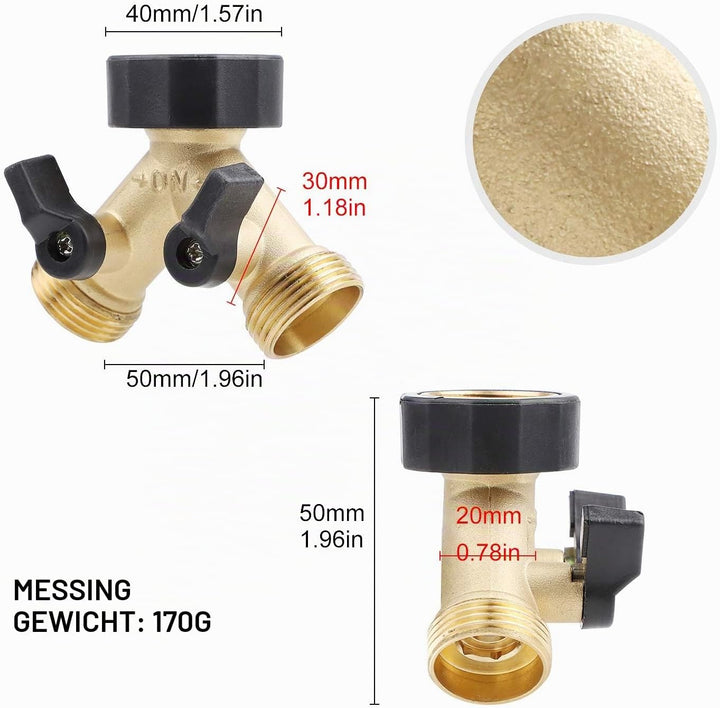 CPROSP 3/4 Zoll Verteiler aus Messing, für Zulaufschläuche, mit 2 Drehschalter, mit 2 * Hahnstückada