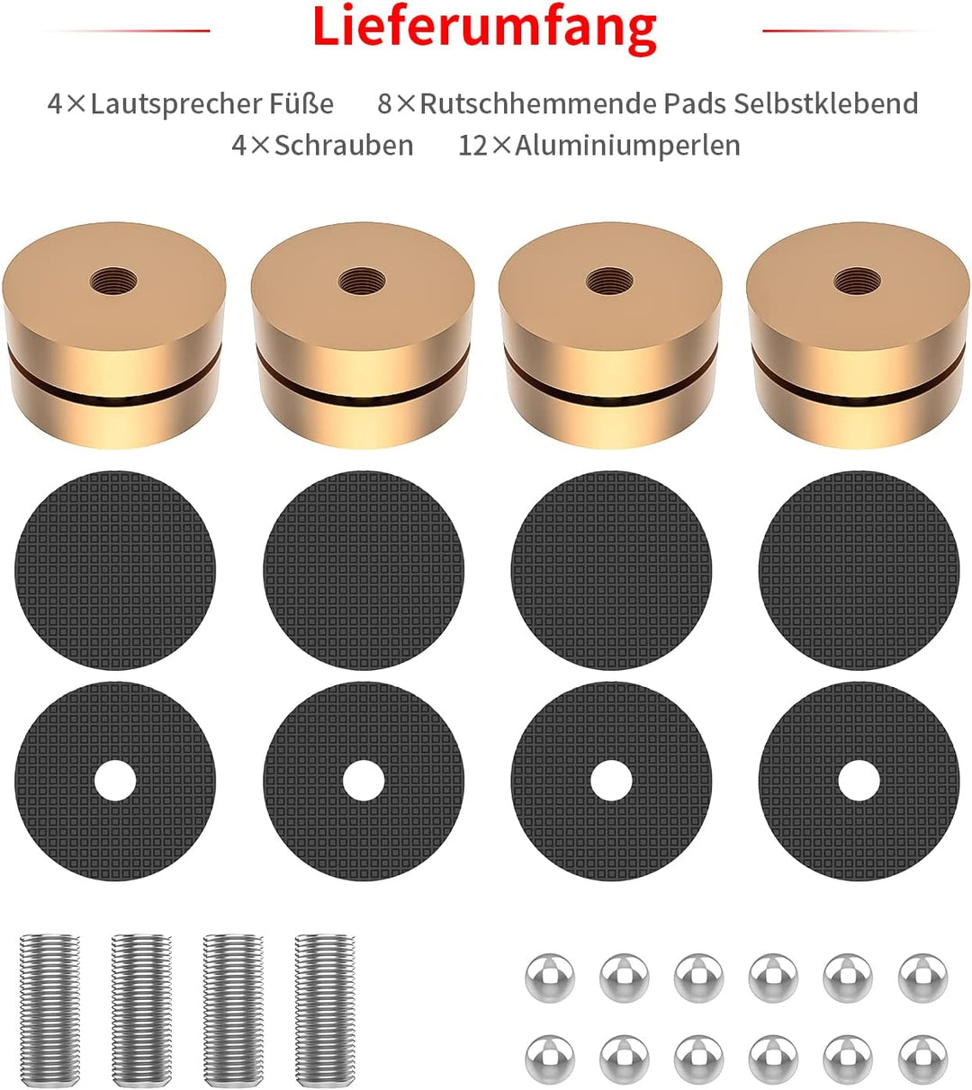 Tertullus 4er Set Lautsprecher-Füsse Resonanzdämpfer Aluminium Füsse Audio Dämpfer Shock Absorber Sc