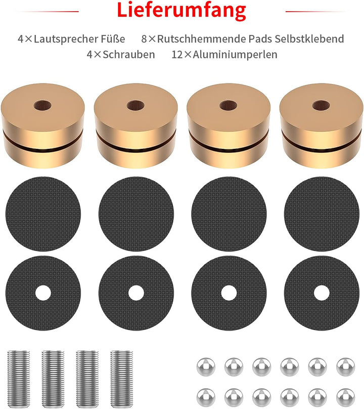 Tertullus 4er Set Lautsprecher-Füsse Resonanzdämpfer Aluminium Füsse Audio Dämpfer Shock Absorber Sc