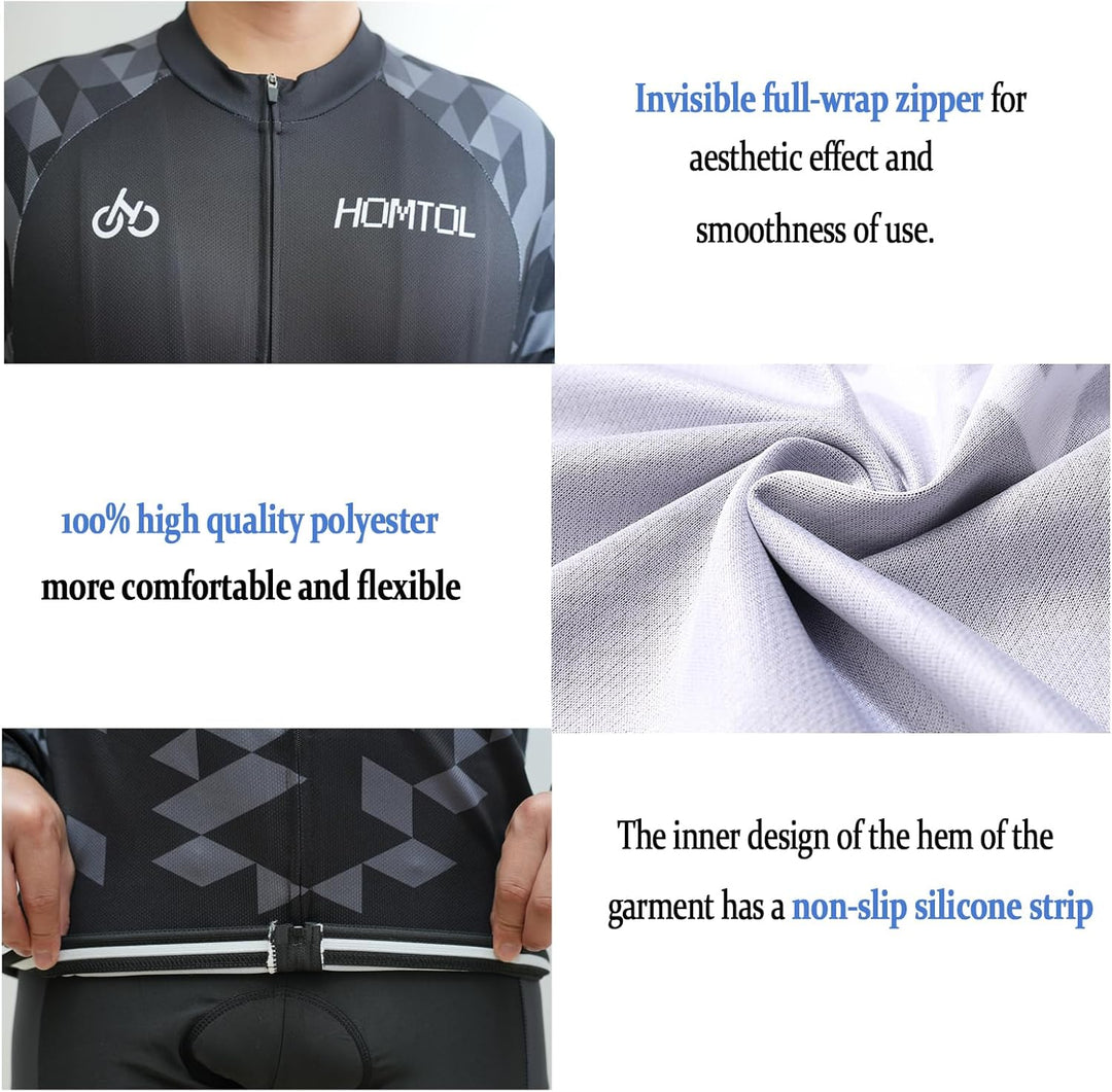 HOMTOL Radtrikot Set Herren Langarm Kurzarm Fahrradbekleidung Fahrradtrikot Triathlon Anzug Herren F