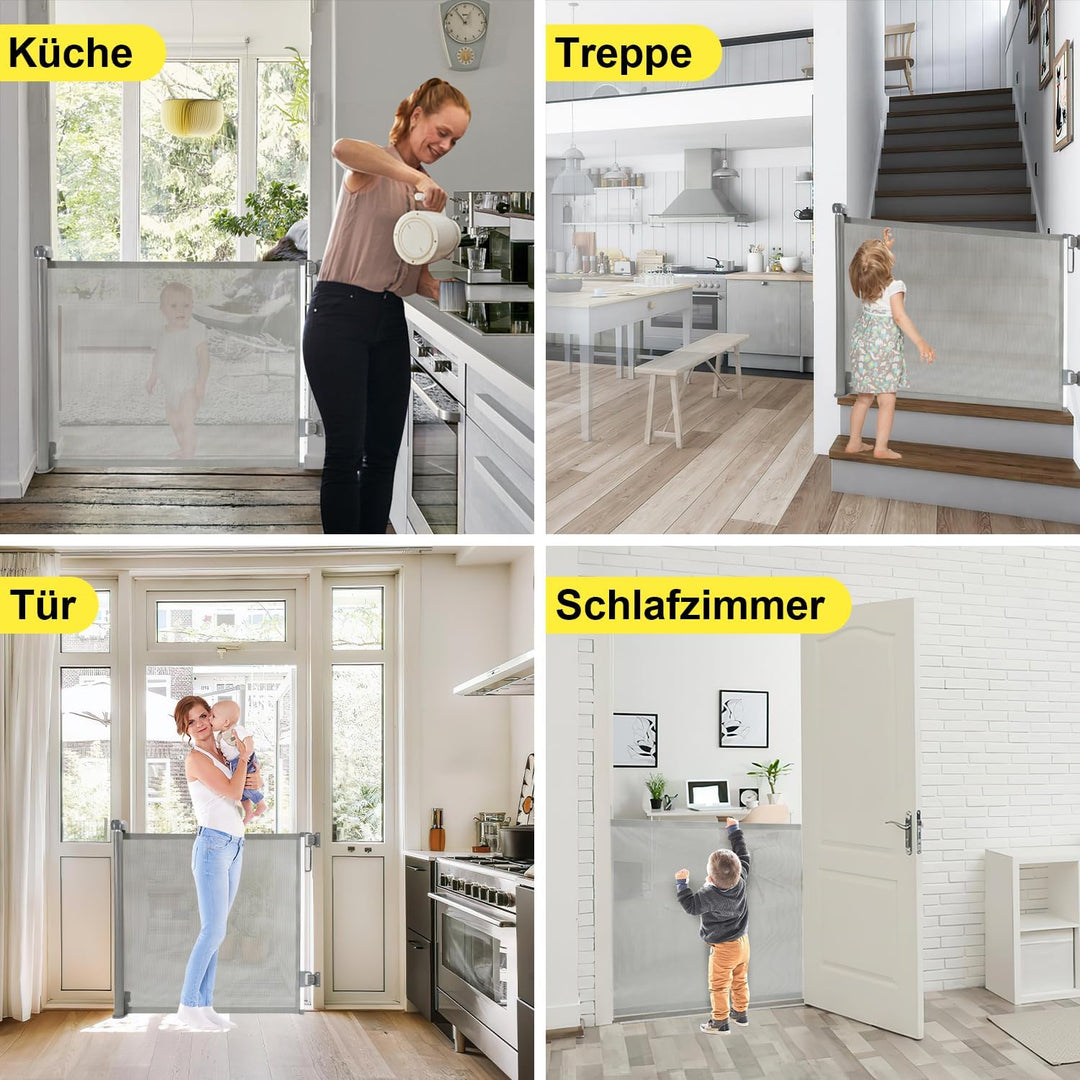 Jopassy Treppenschutzgitter Türschutzgitter Ausziehbar 0-150cm, Baby Absperrgitter Schutzgitter Trep
