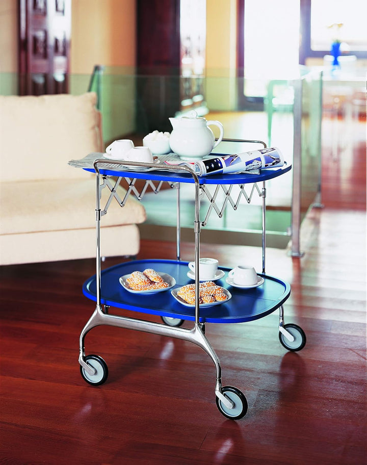 Kartell Gastone Rollwagen, Kunststoff, Schwarz, 62 x 70 x 68 cm Verchromtes Struktur Schwarz, Verchr