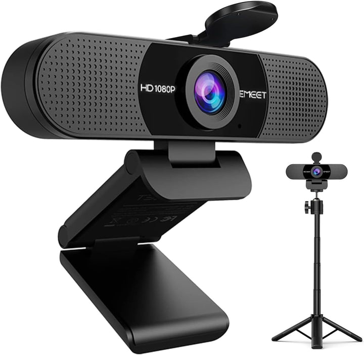 EMEET Full HD Webcam - C960 Kit 1080P Webcam mit Objektivabdeckung & Dual Mikrofon, 90 ° Streaming K