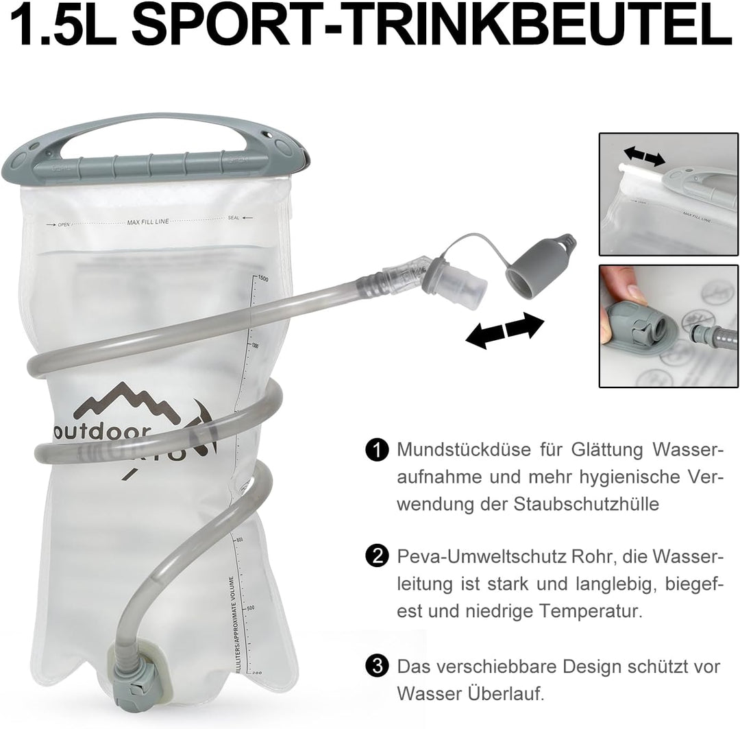 INOXTO Sport Wasserbeutel Weste Mit 1.5l Trinkblasen Running Weste Rucksack FüR Outdoor Wandern Trai