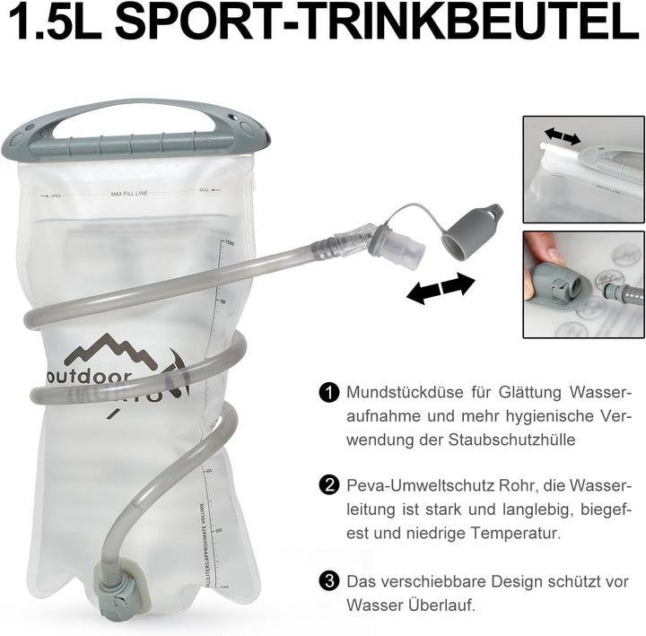 INOXTO Sport Wasserbeutel Weste Mit 1.5l Trinkblasen Running Weste Rucksack FüR Outdoor Wandern Trai