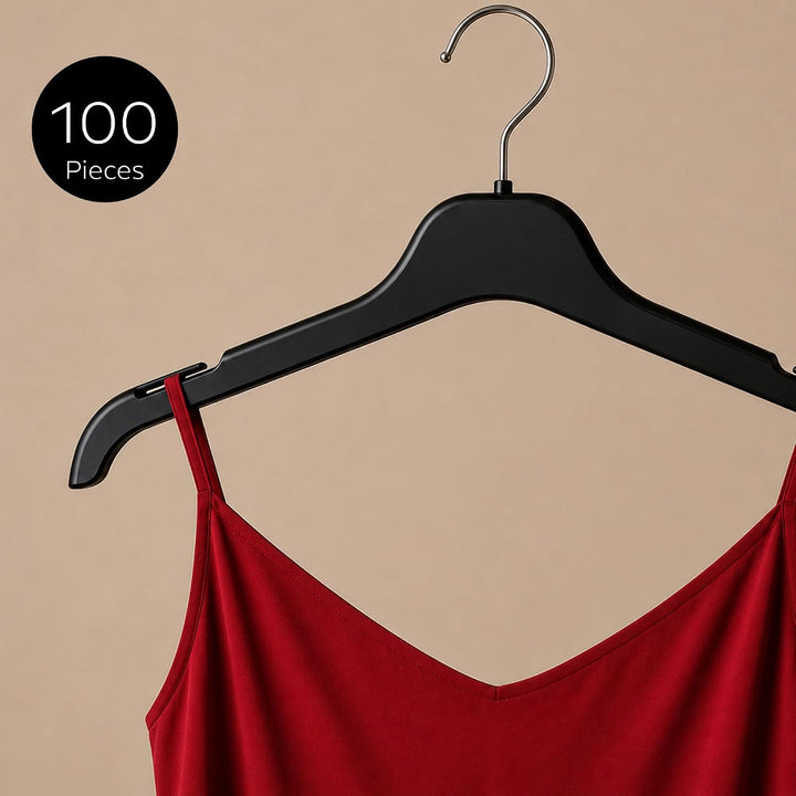 Hangerworld 100 Platzsparende Schwarze Kleiderbügel 43cm Robuster Kunststoff, 100