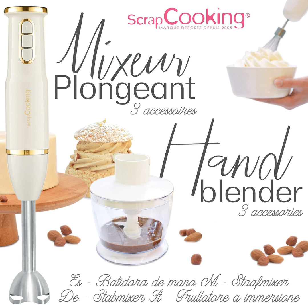 SCRAP COOKING Stabmixer, multifunktional, 3-in-1: Standmixer, Schneebesen & elektrischer Zerkleinere