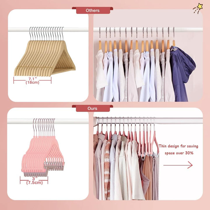 Stormix Baby Kleiderbügel, 14er-Pack Hosenbügel mit Clips, 30 cm rutschfeste Kleiderbügel, Robuste K